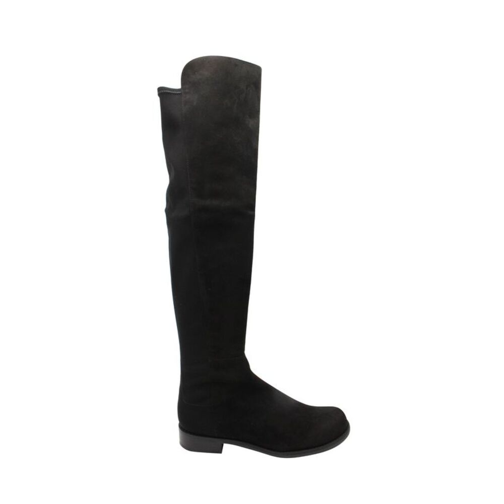 Stuart Weitzman 5050 Stretch Knee Boots in Black Suede